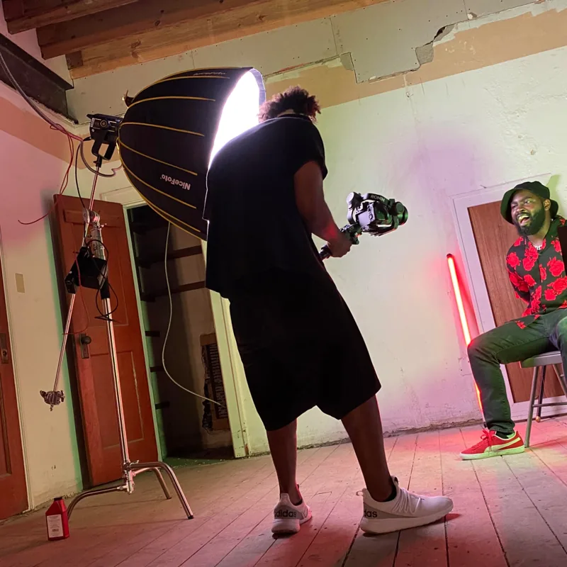 Music video shoot behind the scenes with performer and camera The Shooters 317